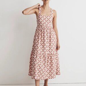 Madewell Cicely Tiered Midi Dress in Geo Checkerboard